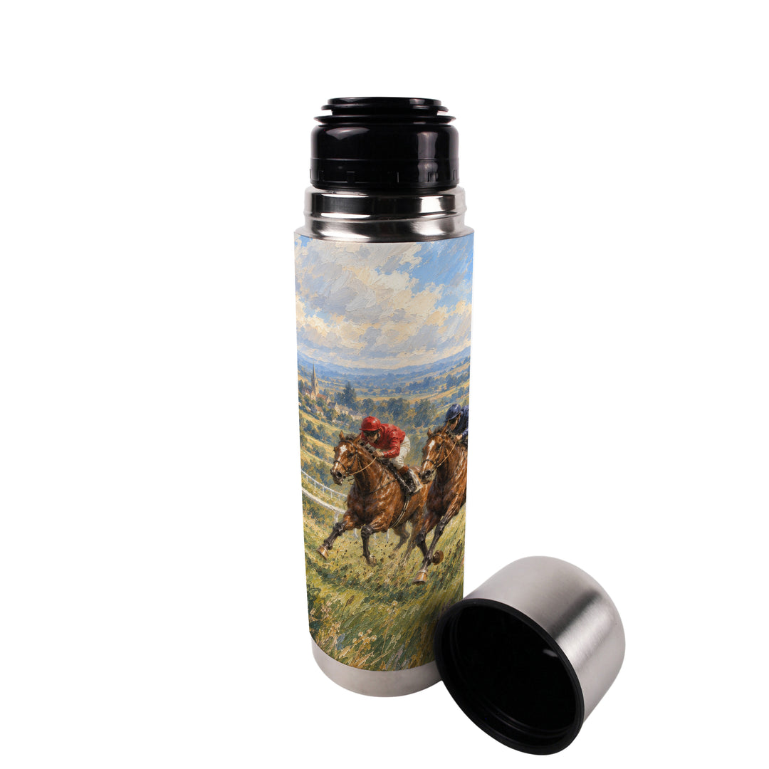 Purely Home Countryside Horse Racing Flask & Enamel Mug Gift Box Set