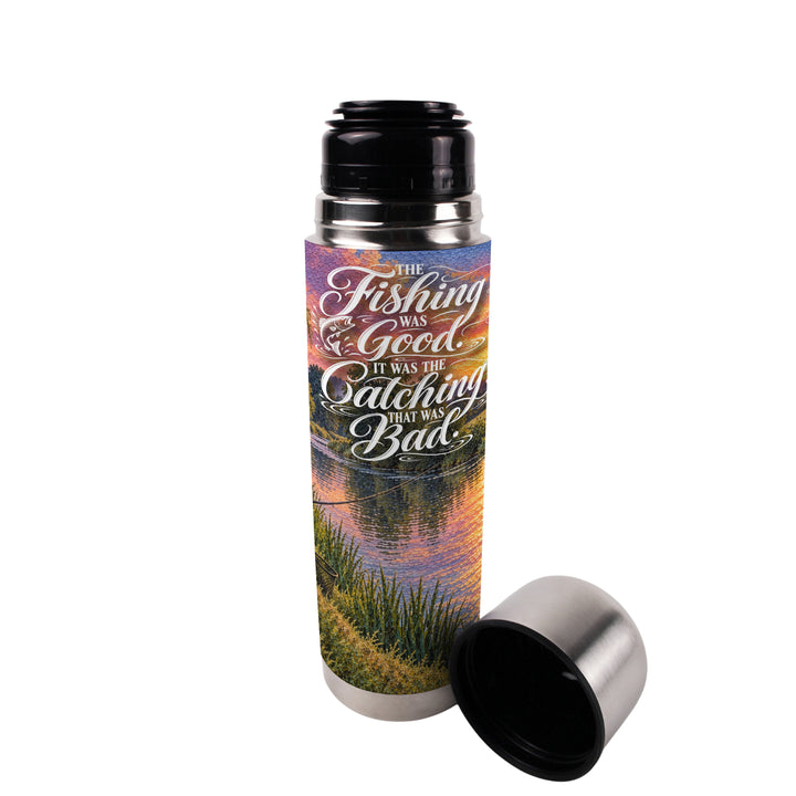 Purely Home River Fishing Flask & Enamel Mug Gift Box Set