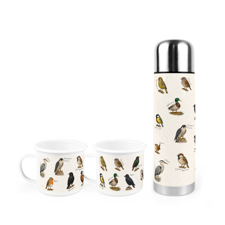 Purely Home Birds of Britain Flask & Enamel Mug Gift Box Set