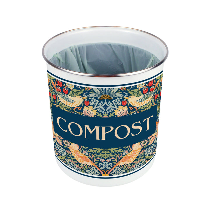 Purely Home Strawberry Thief Toller Compost Caddy - Blue