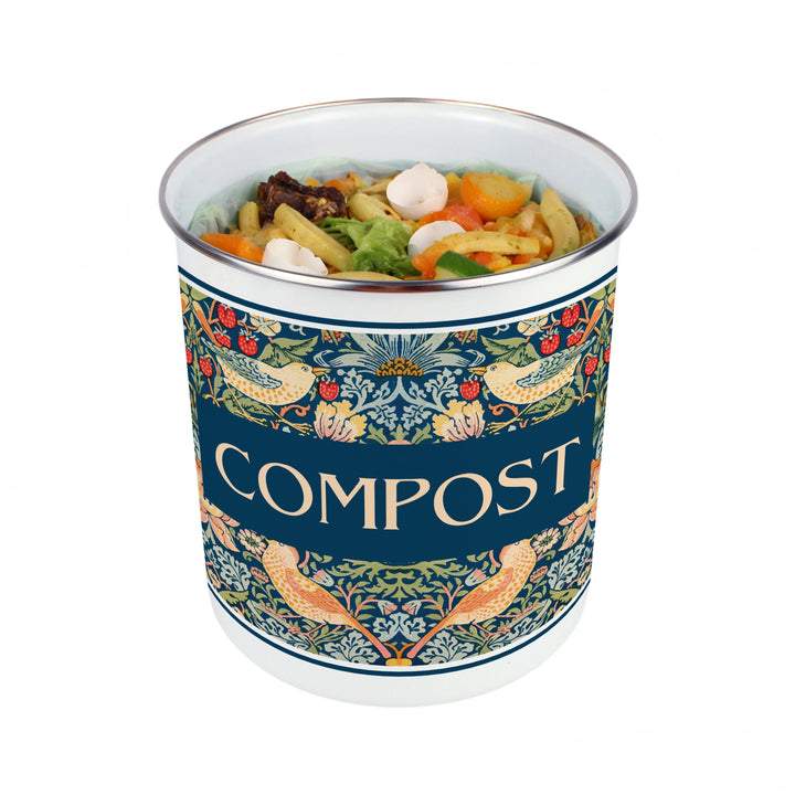 Purely Home Strawberry Thief Toller Compost Caddy - Blue