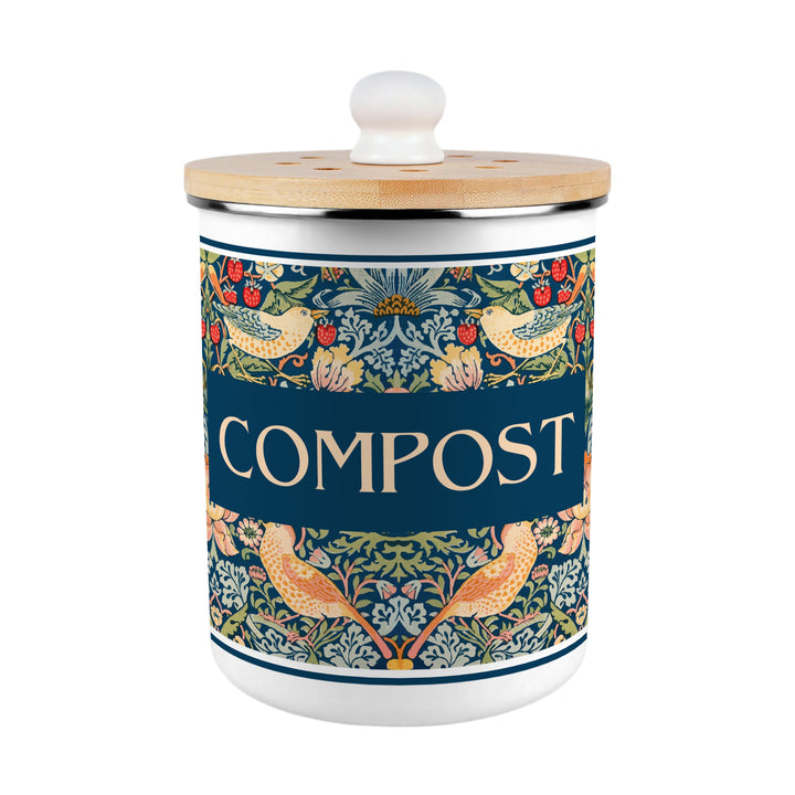 Purely Home Strawberry Thief Toller Compost Caddy - Blue