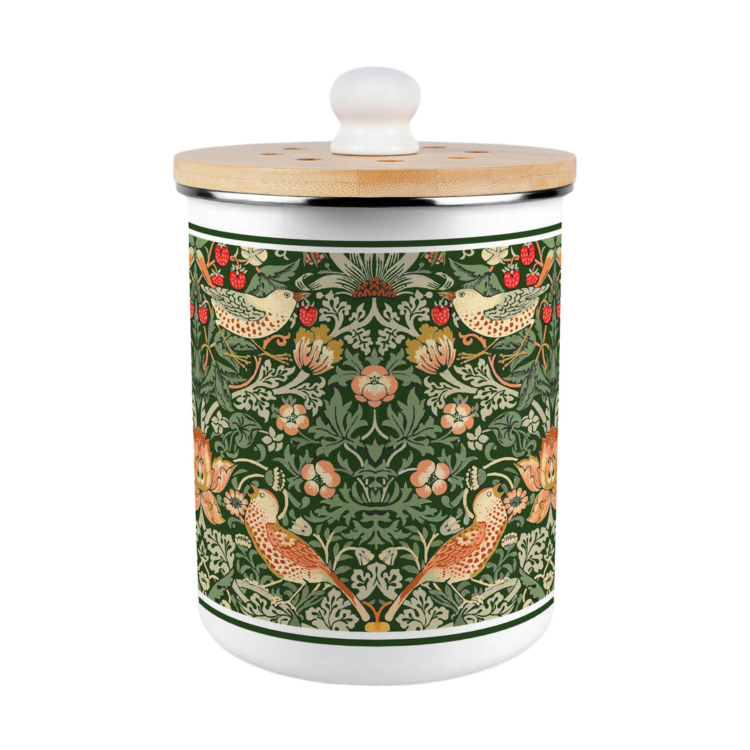 Purely Home Strawberry Thief Toller Compost Caddy - Green