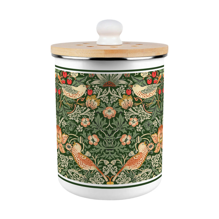 Purely Home Strawberry Thief Toller Compost Caddy - Green