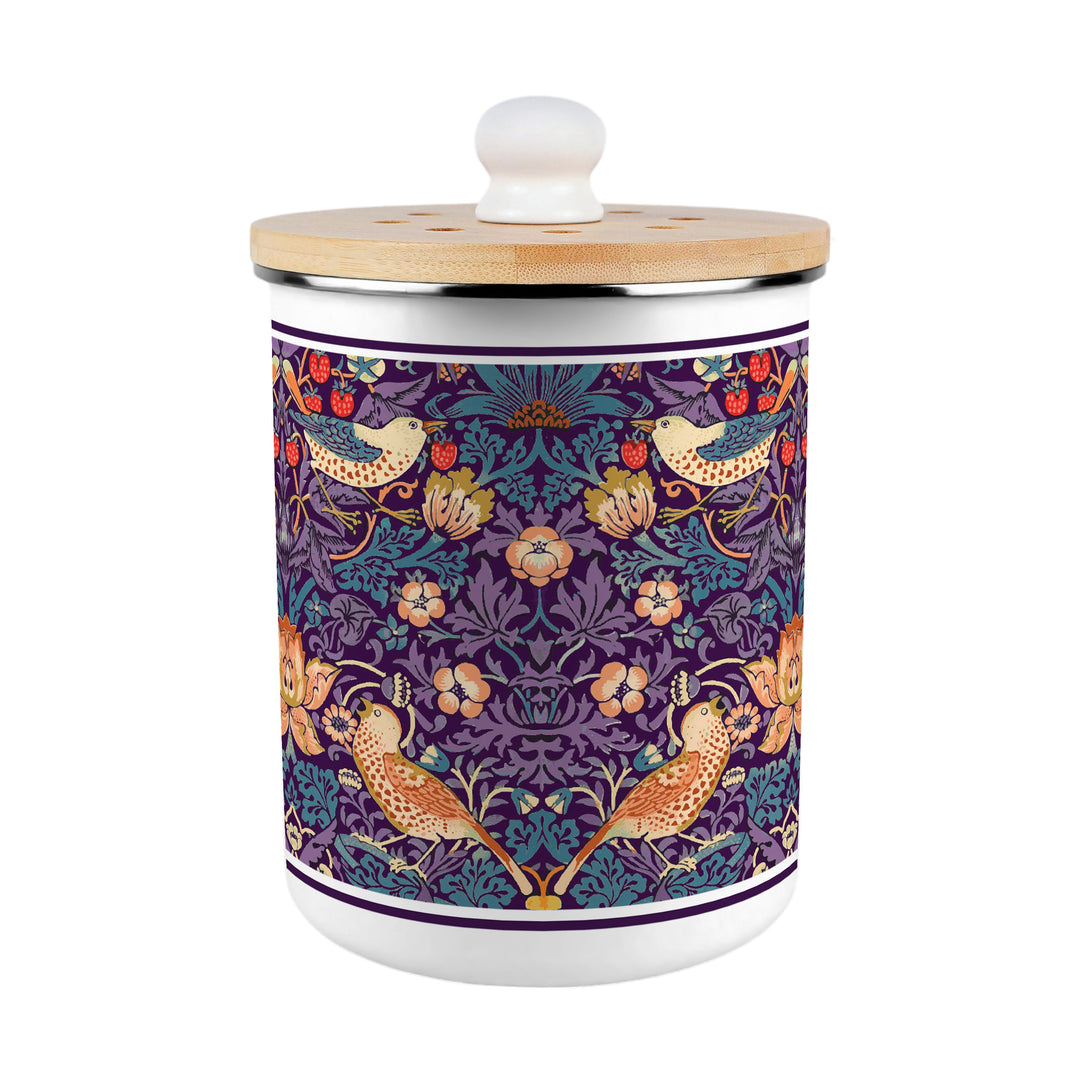 Purely Home Strawberry Thief Toller Compost Caddy - Purple