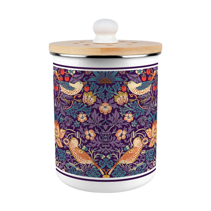 Purely Home Strawberry Thief Toller Compost Caddy - Purple