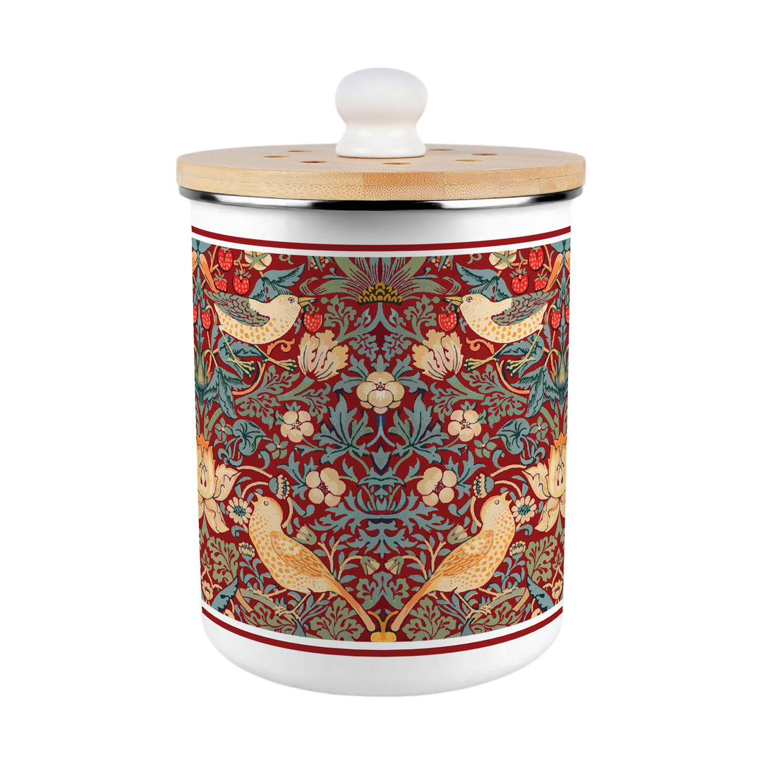 Purely Home Strawberry Thief Toller Compost Caddy - Red