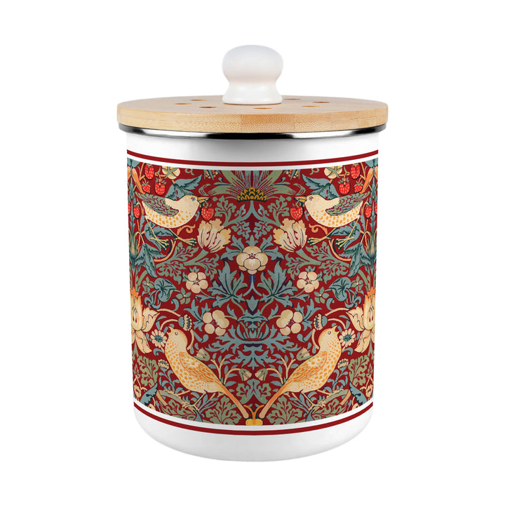 Purely Home Strawberry Thief Toller Compost Caddy - Red