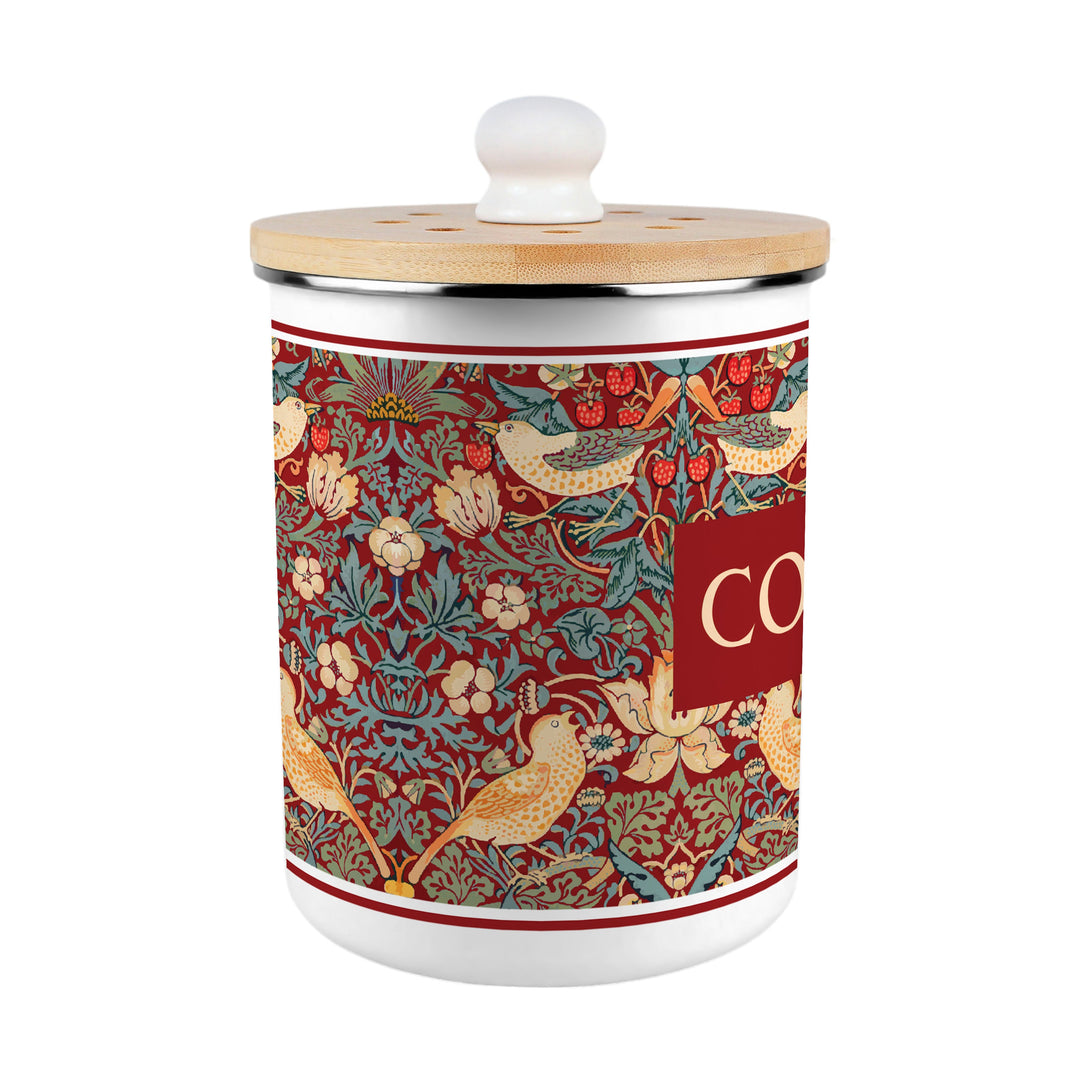 Purely Home Strawberry Thief Toller Compost Caddy - Red