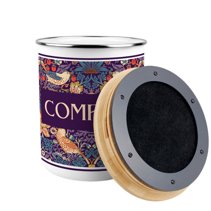 Purely Home Strawberry Thief Toller Compost Caddy - Purple