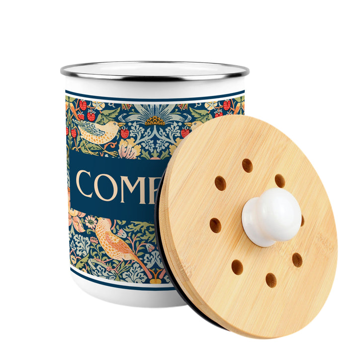 Purely Home Strawberry Thief Toller Compost Caddy - Blue