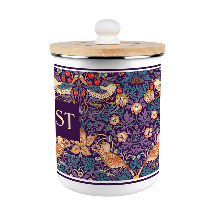 Purely Home Strawberry Thief Toller Compost Caddy - Purple