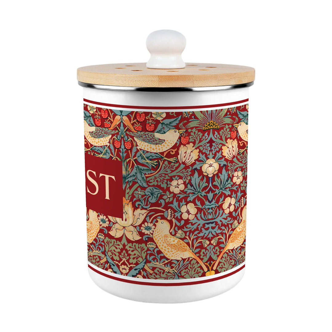 Purely Home Strawberry Thief Toller Compost Caddy - Red