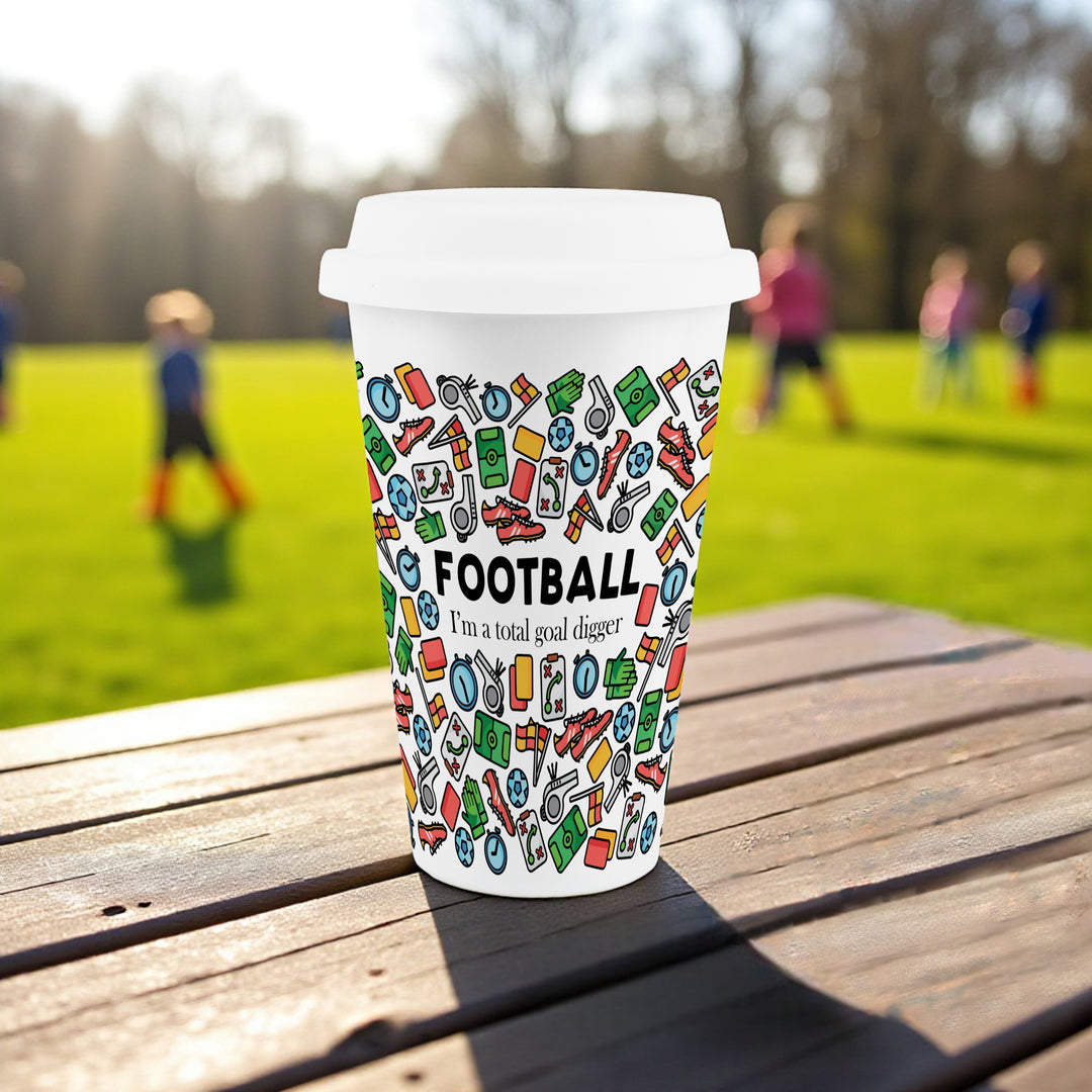 Purely Home Football Ceramic Travel Mug