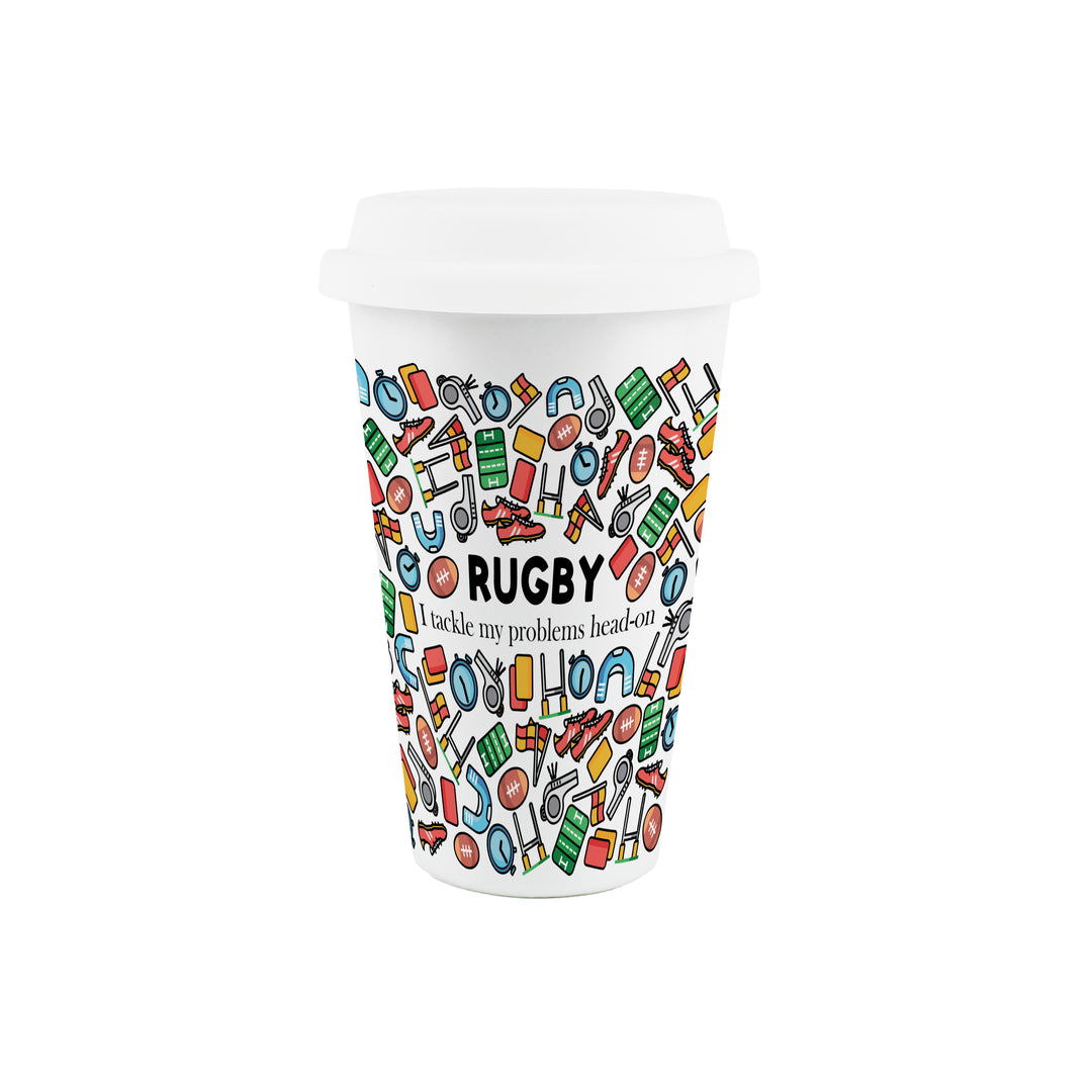 Purely Home Rugby Ceramic Travel Mug