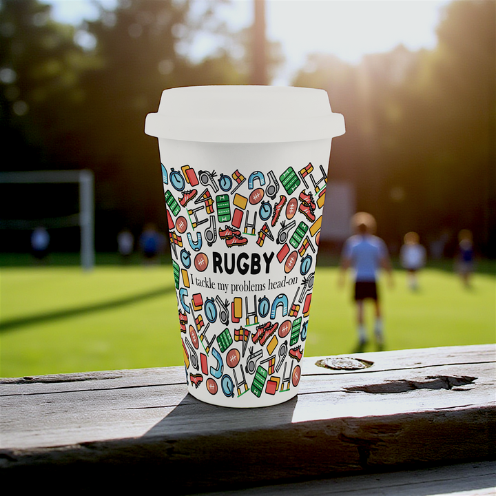 Purely Home Rugby Ceramic Travel Mug