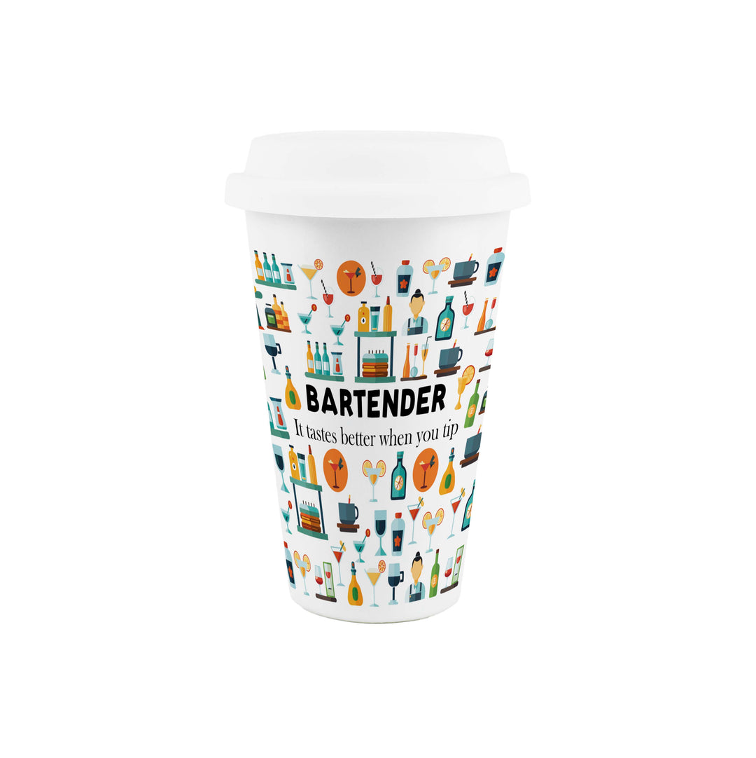 Purely Home Bartender Ceramic Travel Mug