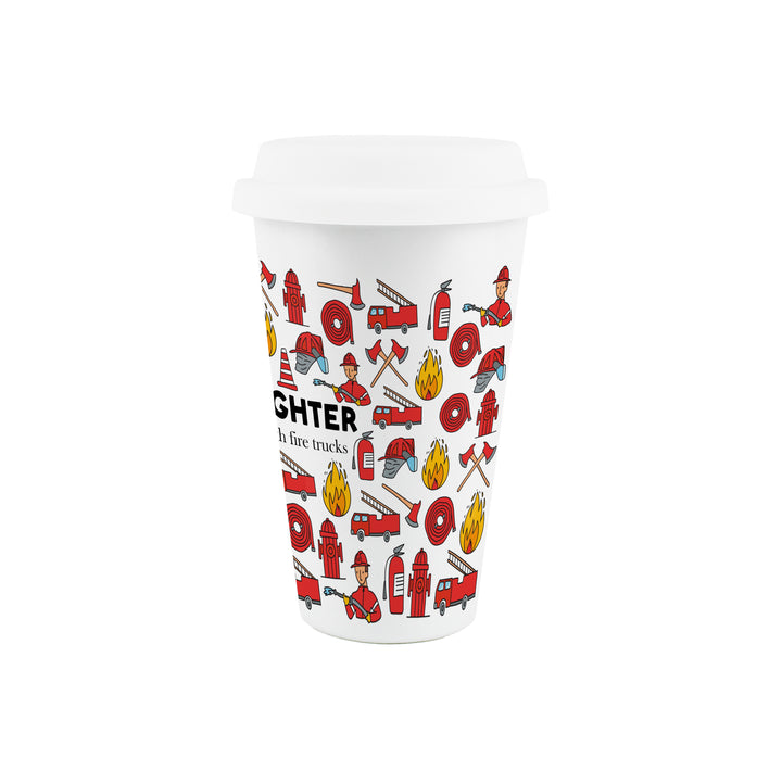 Purely Home Firefighter Ceramic Travel Mug
