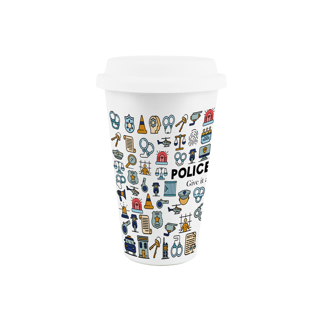 Purely Home Police Officer Ceramic Travel Mug