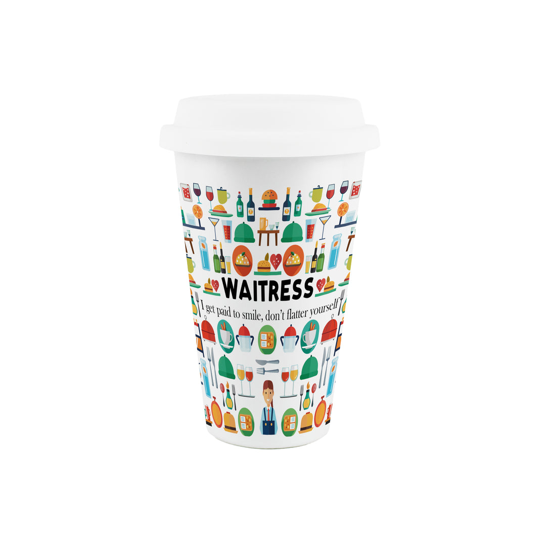 Purely Home Waitress Ceramic Travel Mug