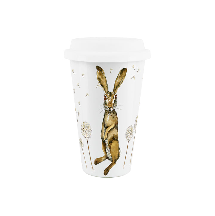 Purely Home Hare & Dandelions Ceramic Travel Mug