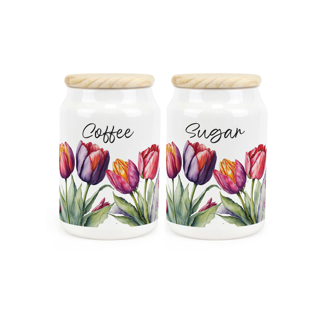 Purely Home Tulips Ceramic Kitchen Canister Sets