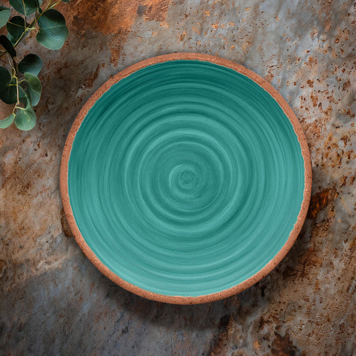 Rustic Swirl Turquoise Melamine Dinner Plates