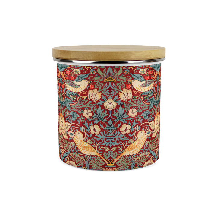 Purely Home Strawberry Thief Enamel Kitchen Canisters - Red