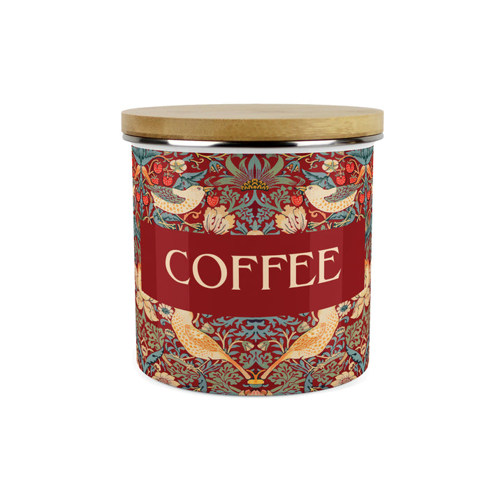 Purely Home Strawberry Thief Enamel Kitchen Canisters - Red