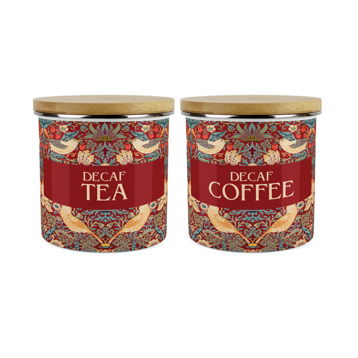 Purely Home Strawberry Thief Enamel Kitchen Canister Sets - Red