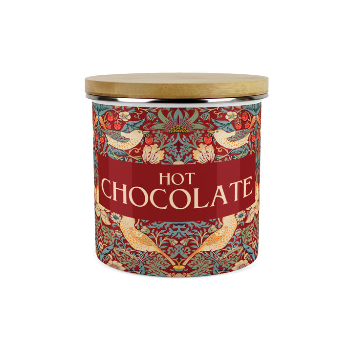 Purely Home Strawberry Thief Enamel Kitchen Canisters - Red