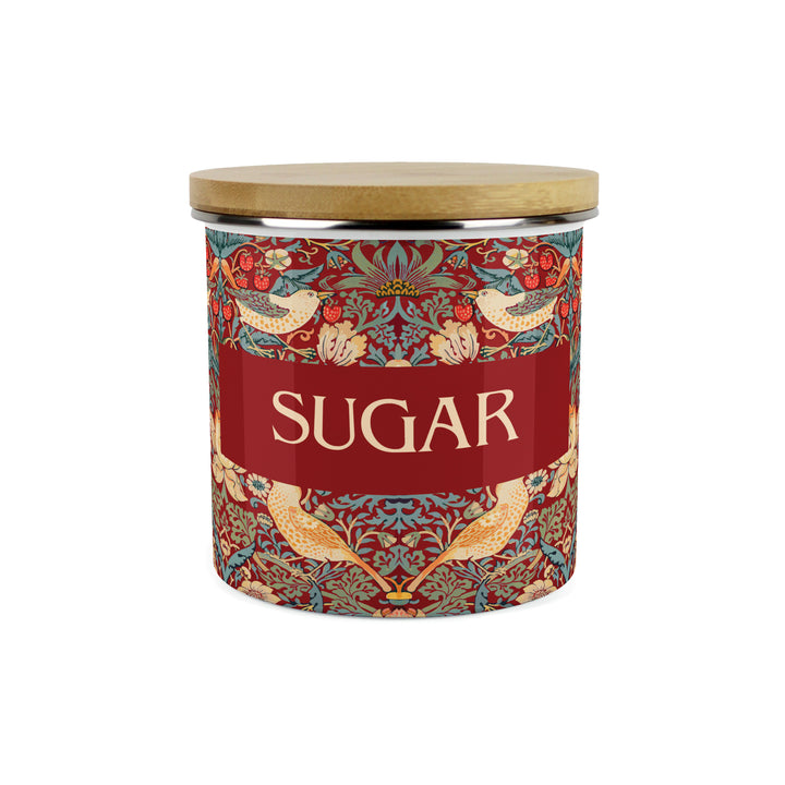 Purely Home Strawberry Thief Enamel Kitchen Canisters - Red