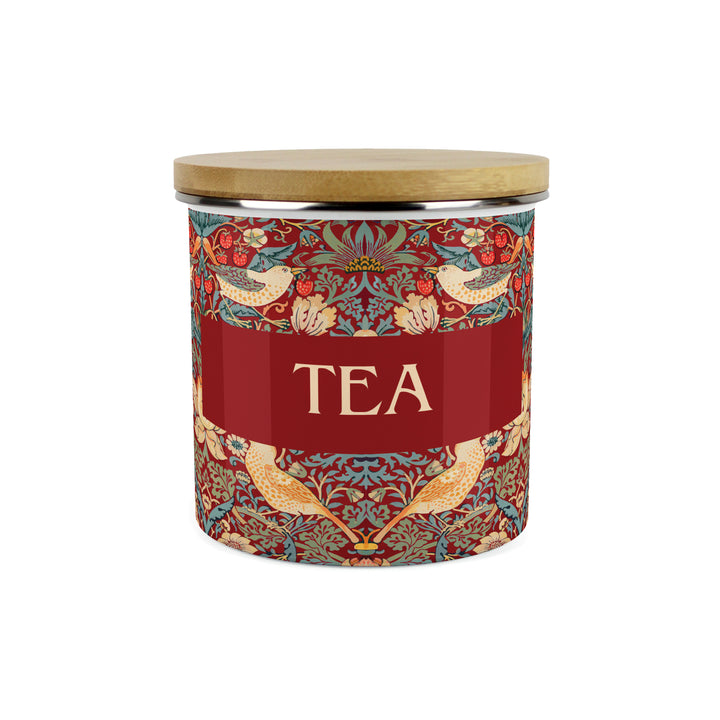 Purely Home Strawberry Thief Enamel Kitchen Canisters - Red