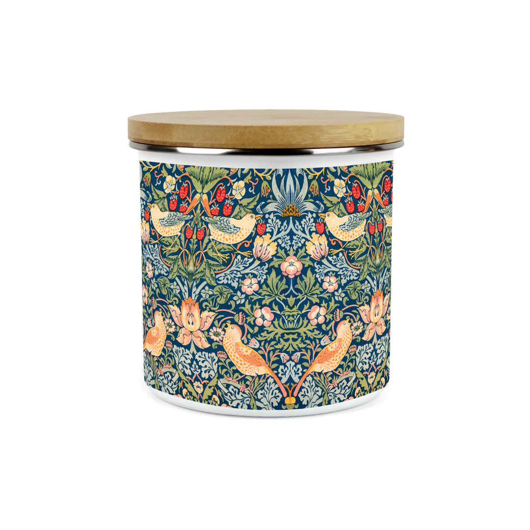 Purely Home Strawberry Thief Enamel Kitchen Canisters - Blue
