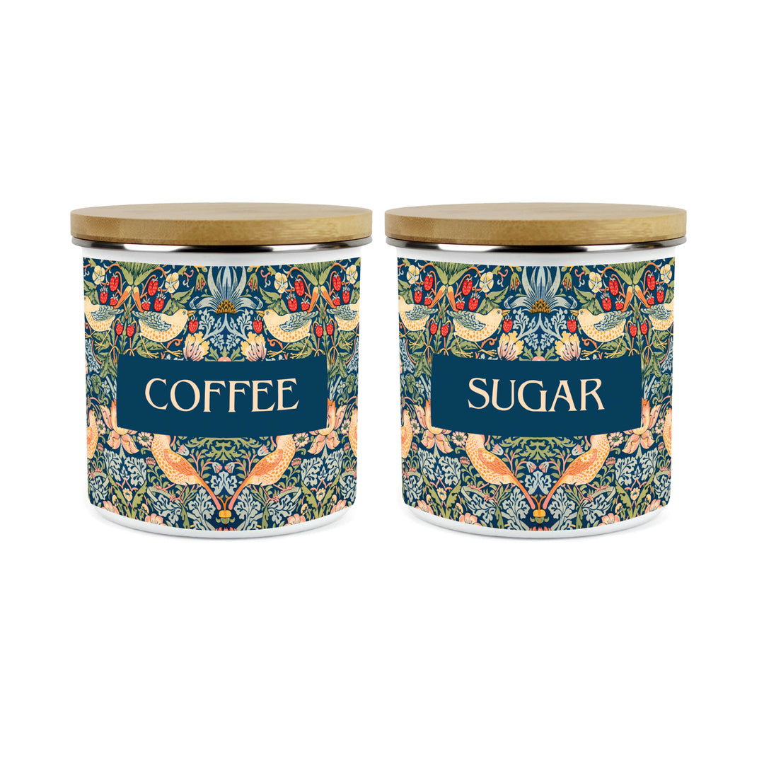 Purely Home Strawberry Thief Enamel Kitchen Canister Sets - Blue