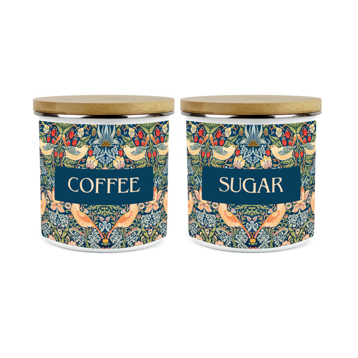 Purely Home Strawberry Thief Enamel Kitchen Canister Sets - Blue