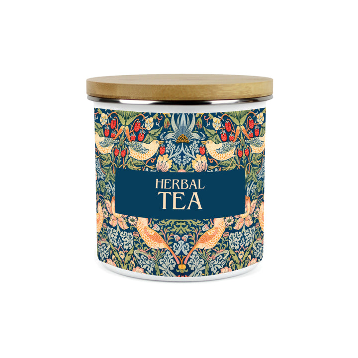 Purely Home Strawberry Thief Enamel Kitchen Canisters - Blue