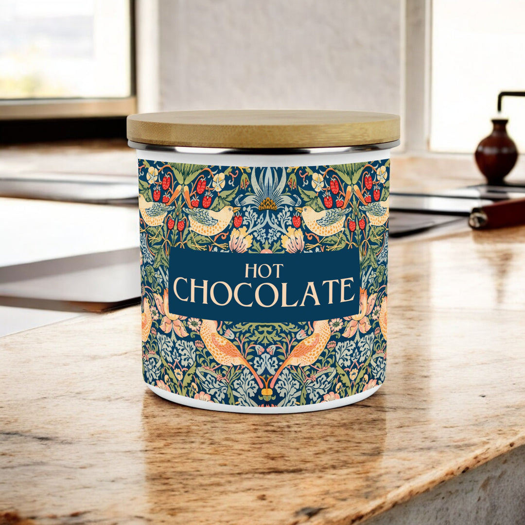 Purely Home Strawberry Thief Enamel Kitchen Canisters - Blue