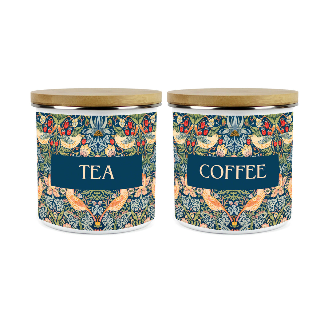 Purely Home Strawberry Thief Enamel Kitchen Canister Sets - Blue