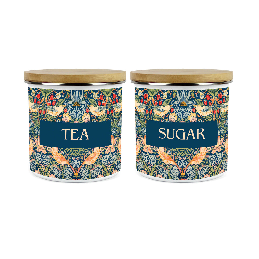 Purely Home Strawberry Thief Enamel Kitchen Canister Sets - Blue