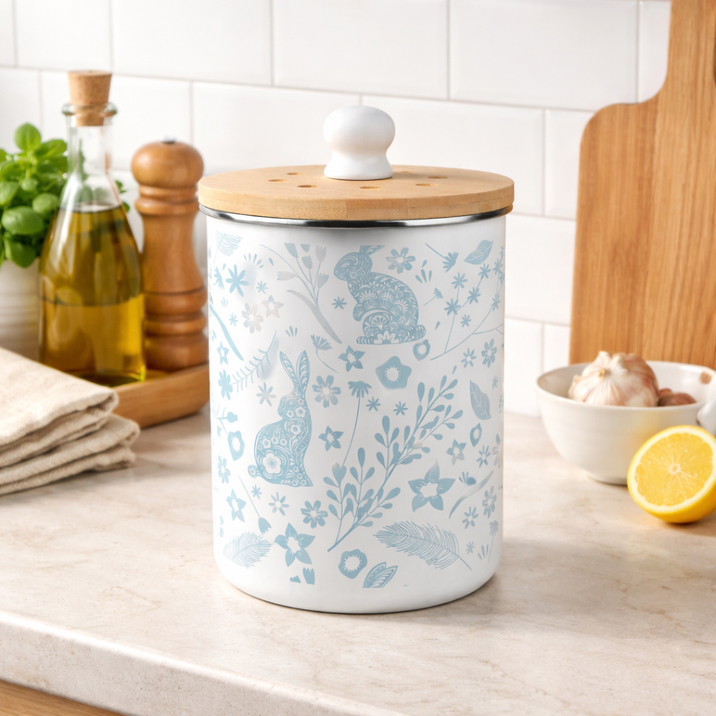 Purely Home Wild Rabbits Toller Compost Caddy - Blue