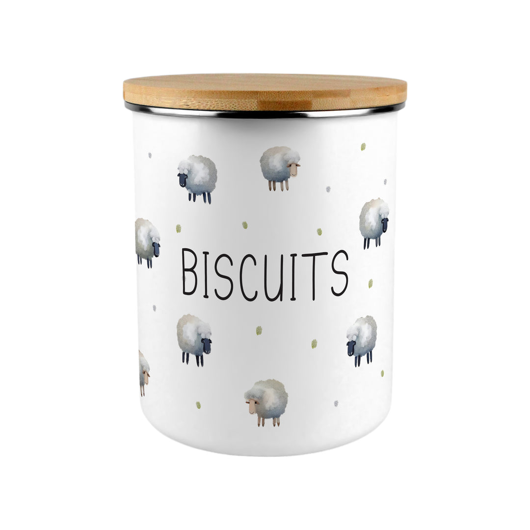 Purely Home Spring Sheep Enamel Biscuit Canister