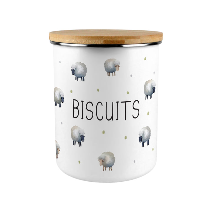 Purely Home Spring Sheep Enamel Biscuit Canister