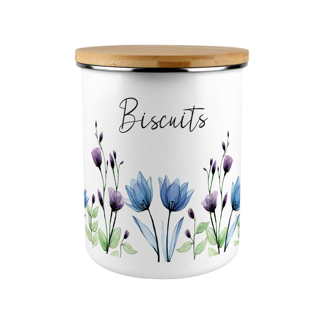 Purely Home Blooming Lovely Enamel Biscuit Canister