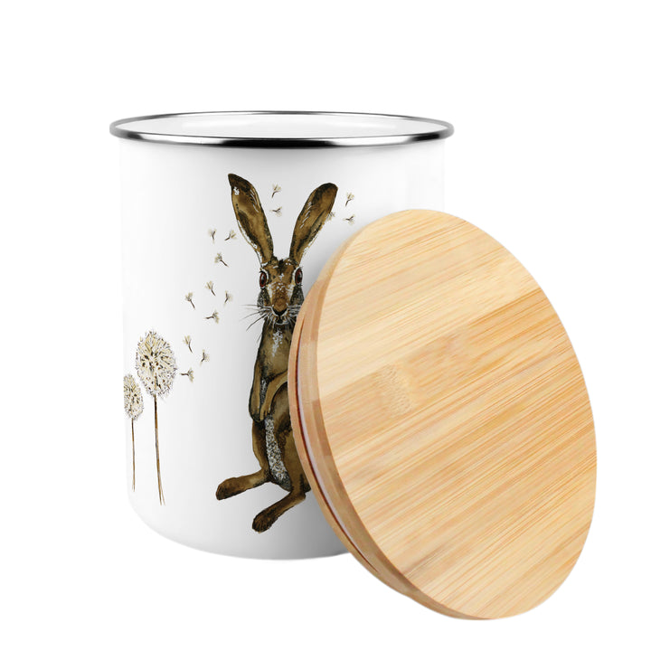 Purely Home Hare & Dandelions Enamel Biscuit Canister