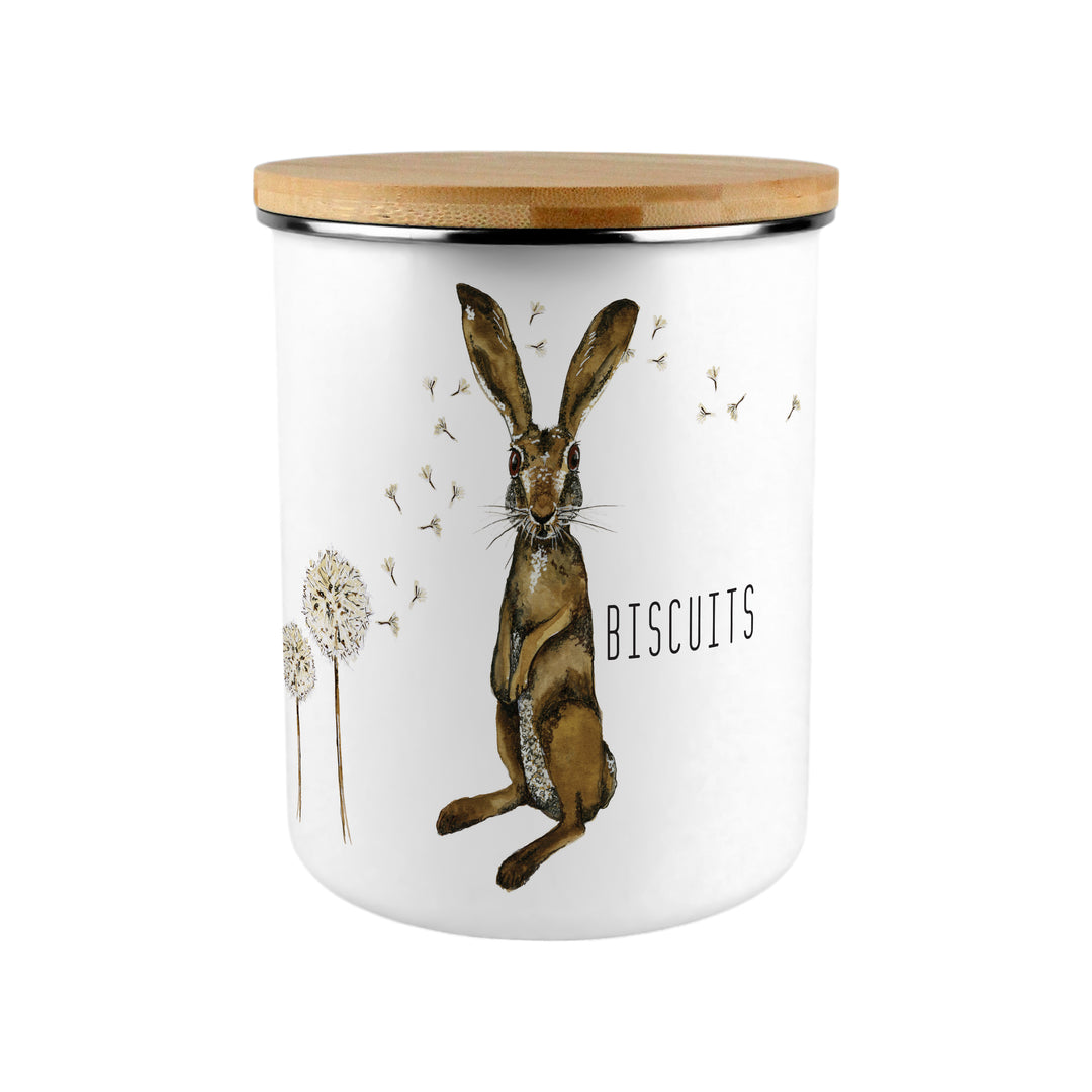 Purely Home Hare & Dandelions Enamel Biscuit Canister