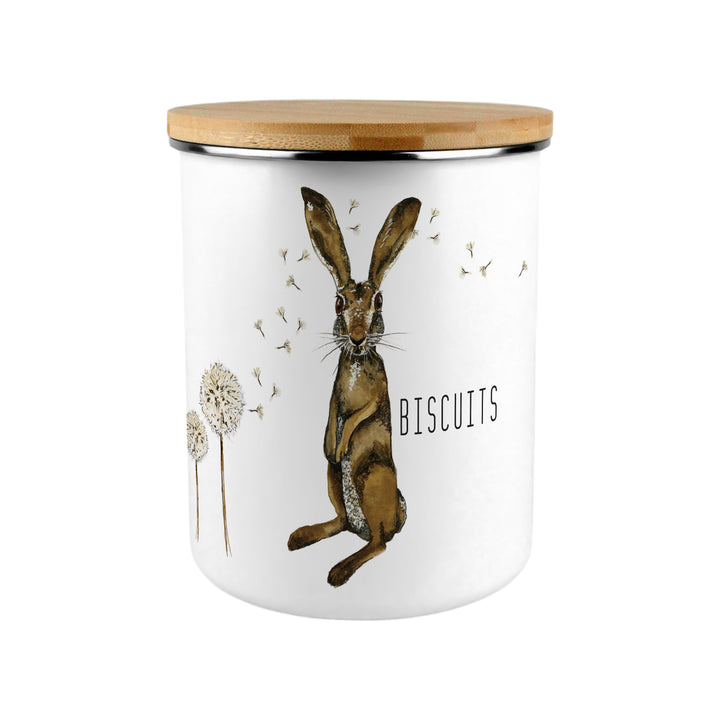 Purely Home Hare & Dandelions Enamel Biscuit Canister