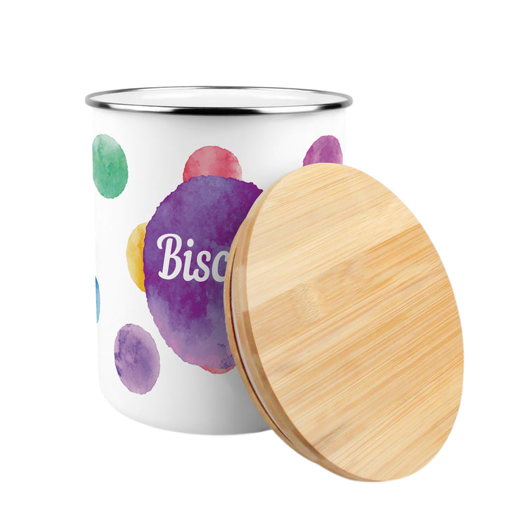 Purely Home Multicoloured Polka Dots Enamel Biscuit Canister