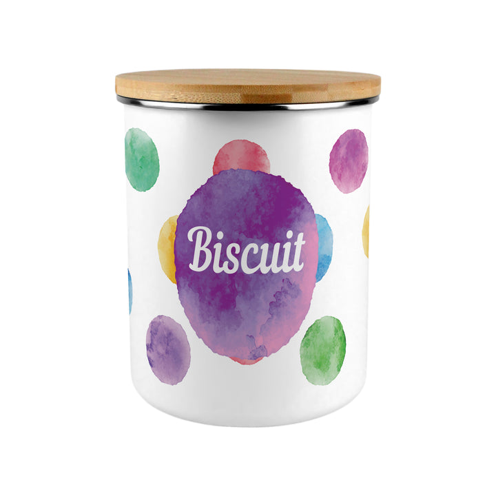 Purely Home Multicoloured Polka Dots Enamel Biscuit Canister