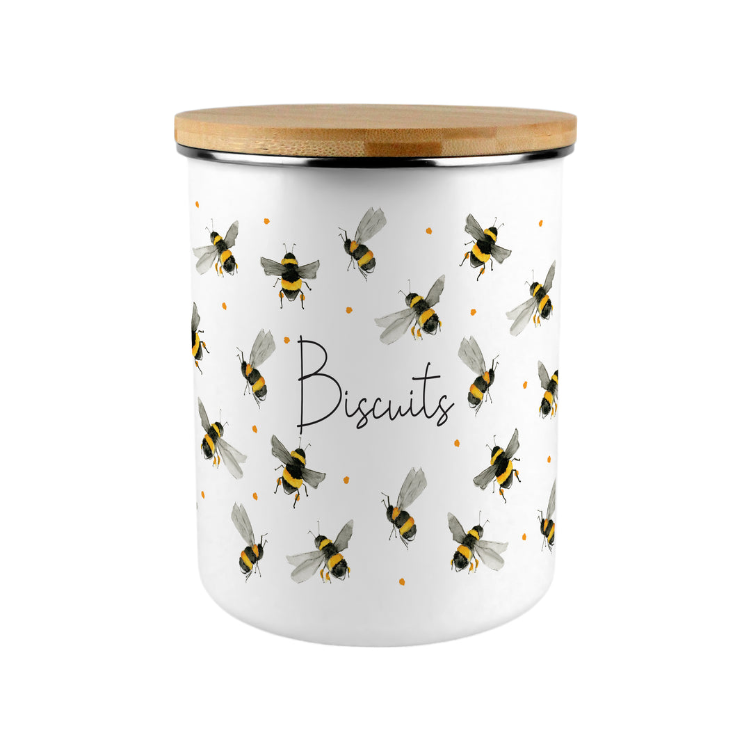 Purely Home Scattered Bees Enamel Biscuit Canister